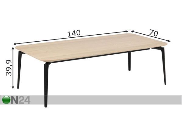 Sohvapöytä Connect 70x140 cm mitat