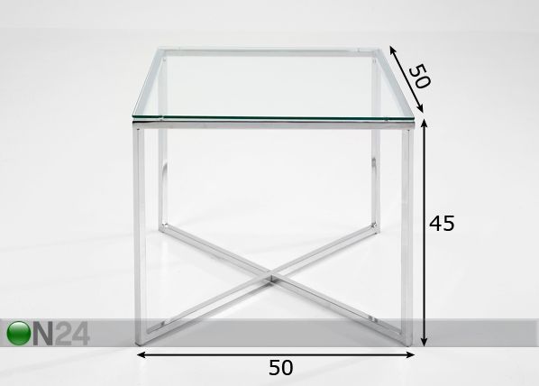 Sohvapöytä CROSS 50x50 cm mitat