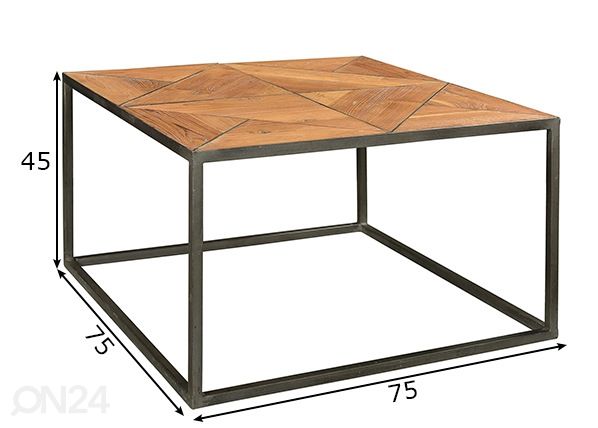 Sohvapöytä CROSS 75x75 cm mitat
