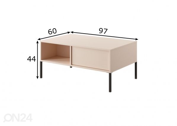 Sohvapöytä Dast H 97x60 cm mitat