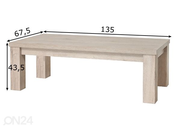 Sohvapöytä Delia 135x67 cm mitat