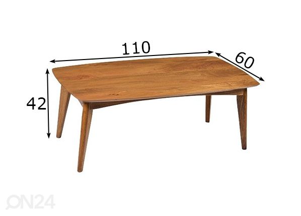 Sohvapöytä Elias 110x60 cm mitat