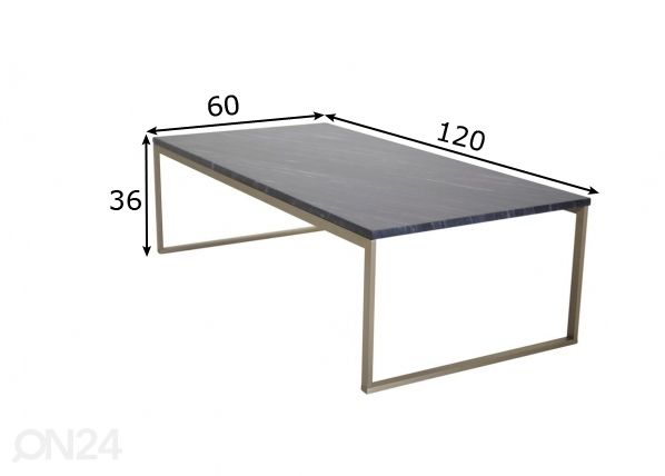 Sohvapöytä Estelle 120x60 cm mitat