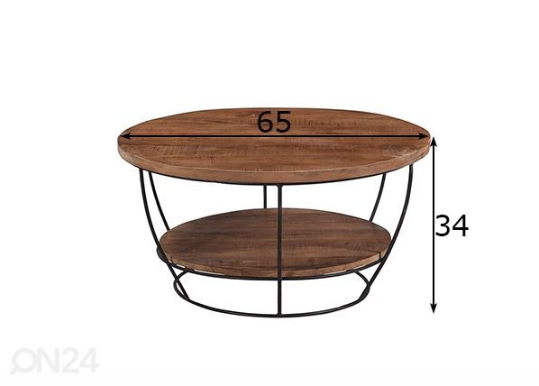 Sohvapöytä Evan Ø 65 cm mitat