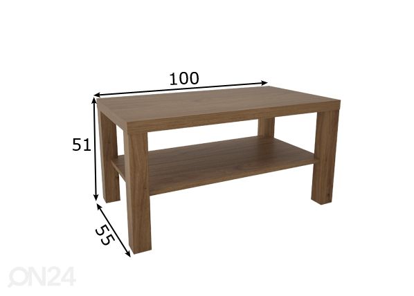 Sohvapöytä Gomez 55x100 cm mitat