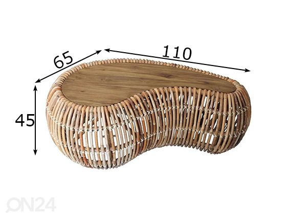 Sohvapöytä Gwen 110x65 cm mitat