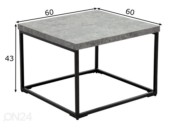 Sohvapöytä Hillstone 60x60 cm mitat