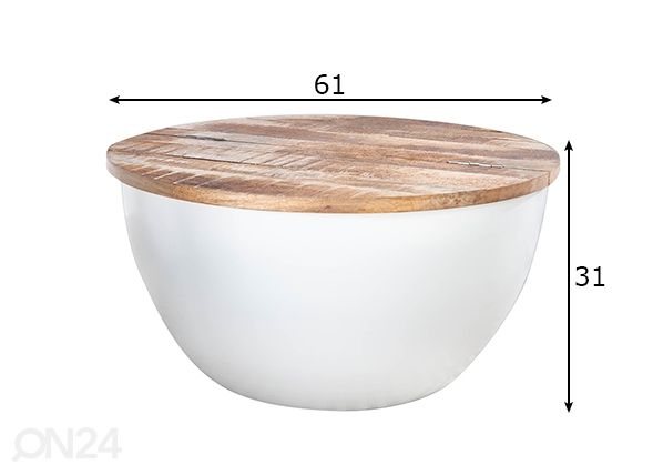 Sohvapöytä Industrial Storage Ø 60 cm mitat