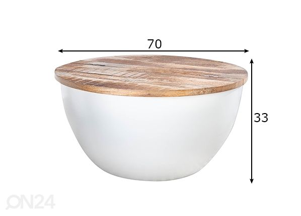 Sohvapöytä Industrial Storage Ø 70 cm mitat