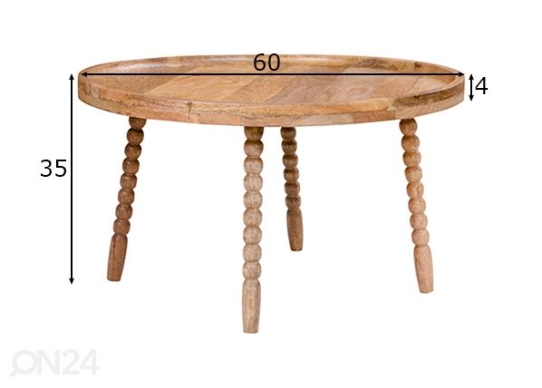 Sohvapöytä Jammu Ø60 cm mitat