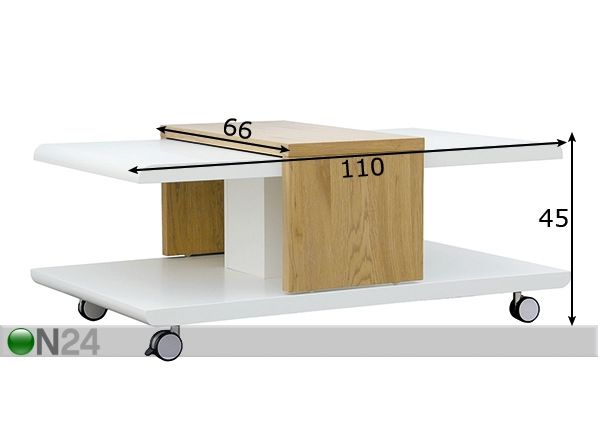 Sohvapöytä Joliet 110x66 cm mitat