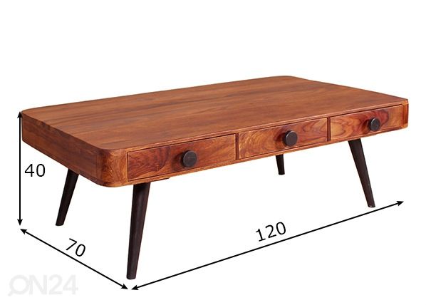 Sohvapöytä Knob 120x70 cm mitat