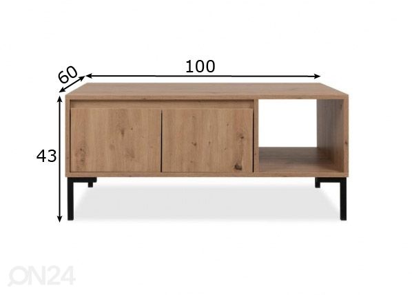 Sohvapöytä Korsika 100x60 cm mitat