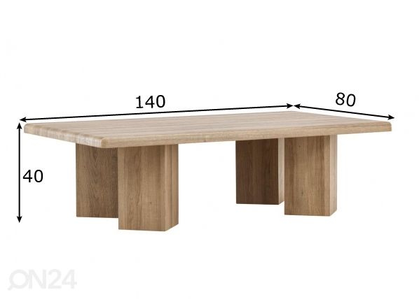 Sohvapöytä Lillehammer 140x80 cm mitat