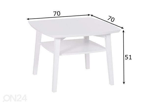 Sohvapöytä LOUHI 70x70 cm mitat