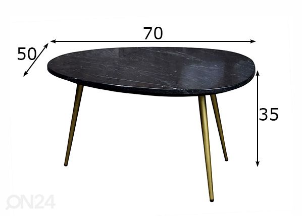 Sohvapöytä Marble 70x50 cm mitat
