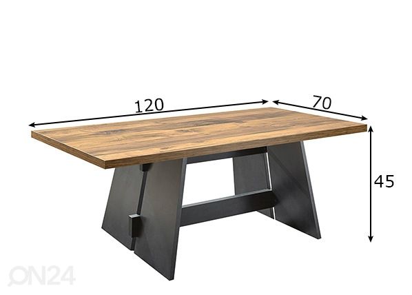 Sohvapöytä Mister 2 SW 120x70 cm mitat