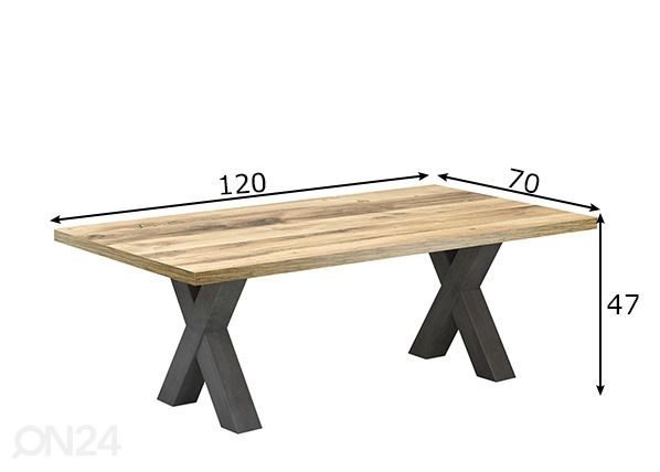 Sohvapöytä Mister X 120x70 cm mitat