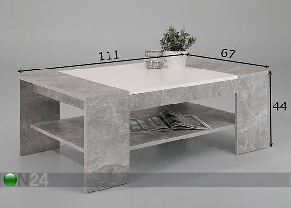Sohvapöytä OLIVER 111x67 cm mitat