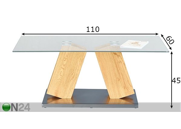Sohvapöytä Onan 110x60 cm mitat