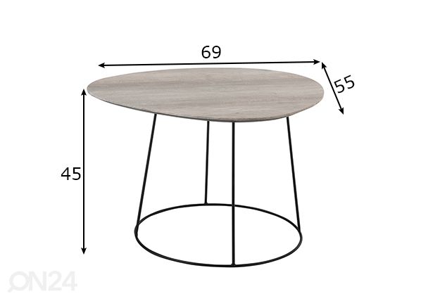 Sohvapöytä Oval mitat