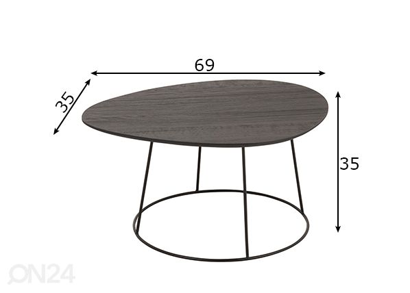 Sohvapöytä Oval mitat