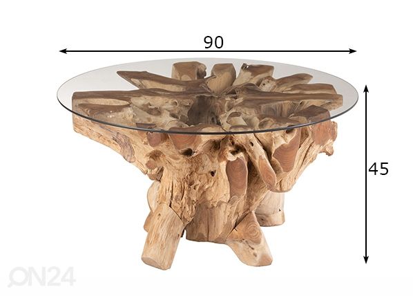 Sohvapöytä Raoul Ø 90 cm mitat