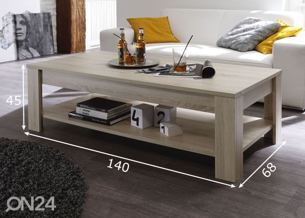 Sohvapöytä Rustica 140x68 cm mitat