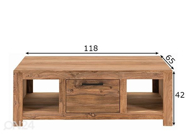 Sohvapöytä Sanam 118x65 cm mitat