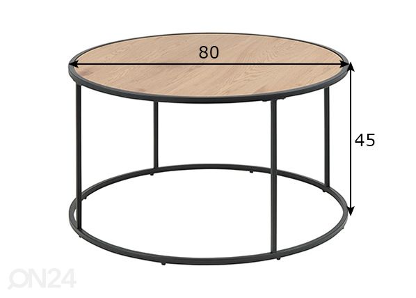 Sohvapöytä Seaford Ø 80 cm mitat