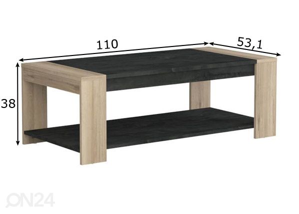 Sohvapöytä Sheffield 110x53 cm mitat
