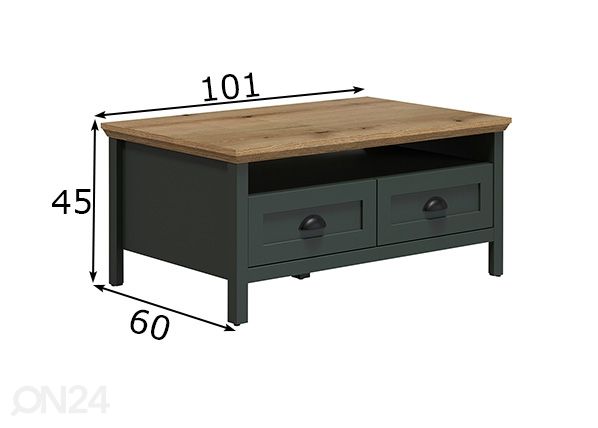 Sohvapöytä Stanton 101x60 cm mitat
