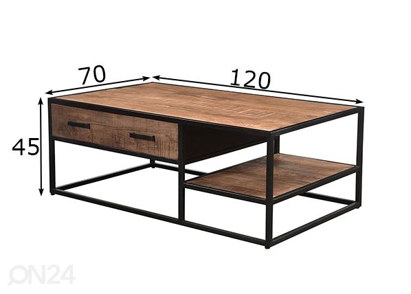 Sohvapöytä Sturdy 120x70 cm mitat