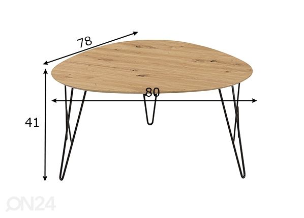 Sohvapöytä Tacona, artisan mitat