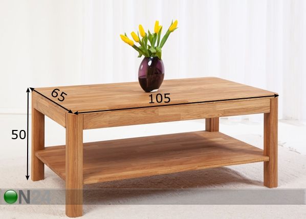 Sohvapöytä tammea Lausenne 105x65 cm mitat