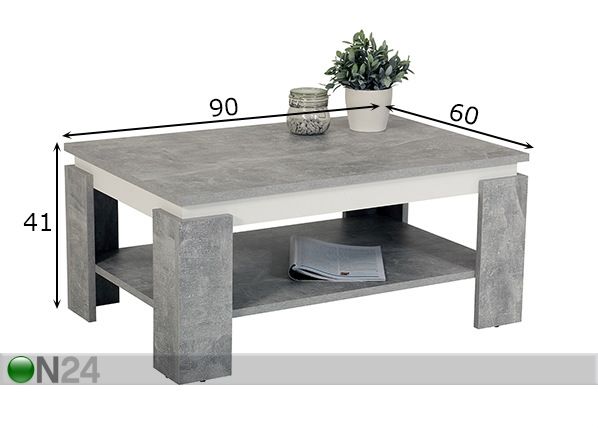 Sohvapöytä Tim II 90x60 cm mitat