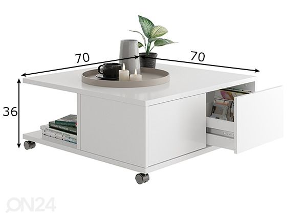 Sohvapöytä Twin 1 70x70 cm mitat