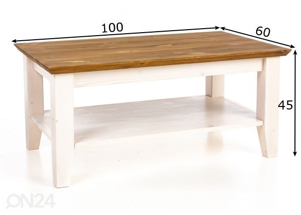 Sohvapöytä Valencia 100x60 cm mitat