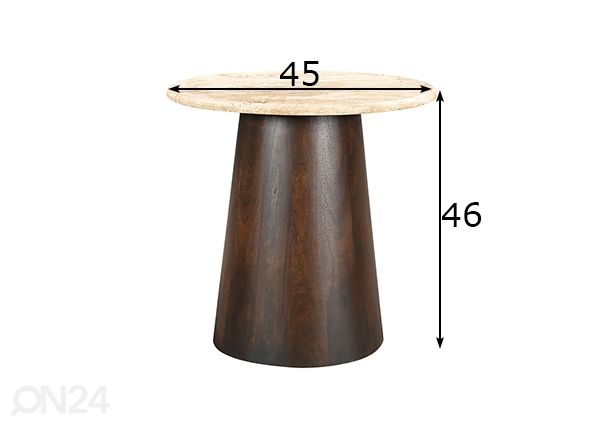 Sohvapöytä Valentino Ø 45 cm mitat