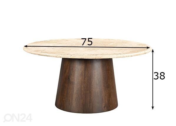 Sohvapöytä Valentino Ø 75 cm mitat