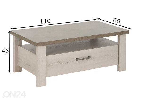 Sohvapöytä Vermont 110x60 cm mitat