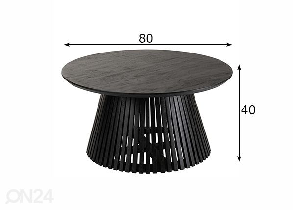 Sohvapöytä Vincent Ø 80 cm mitat