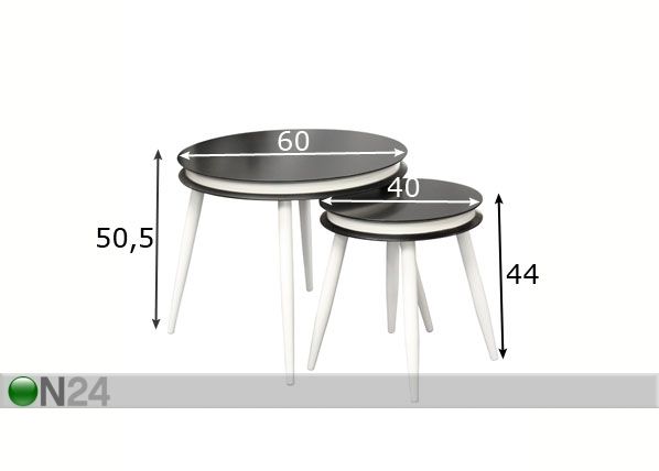 Sohvapöytäsetti mitat