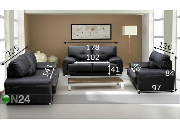 Sohvaryhmä 3+2+1 mitat