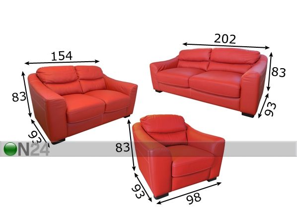 Sohvaryhmä 3+2+1 mitat