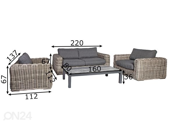 Sohvaryhmä Calista mitat