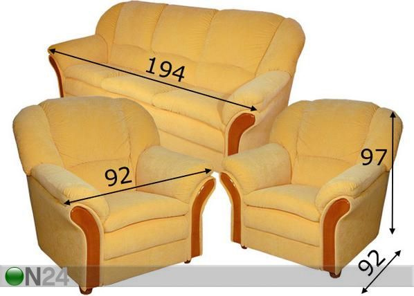 Sohvaryhmä INTER 3+1+1 mitat