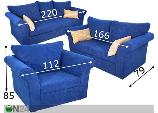 Sohvaryhmä PEARL 3+2+1 mitat