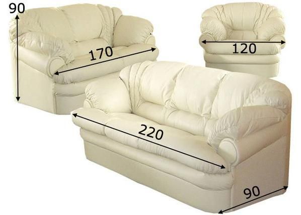 Sohvaryhmä STELLA 3+2+1 mitat