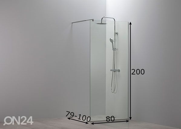 Suihkuseinä Conforto 80 cm, kirkas mitat